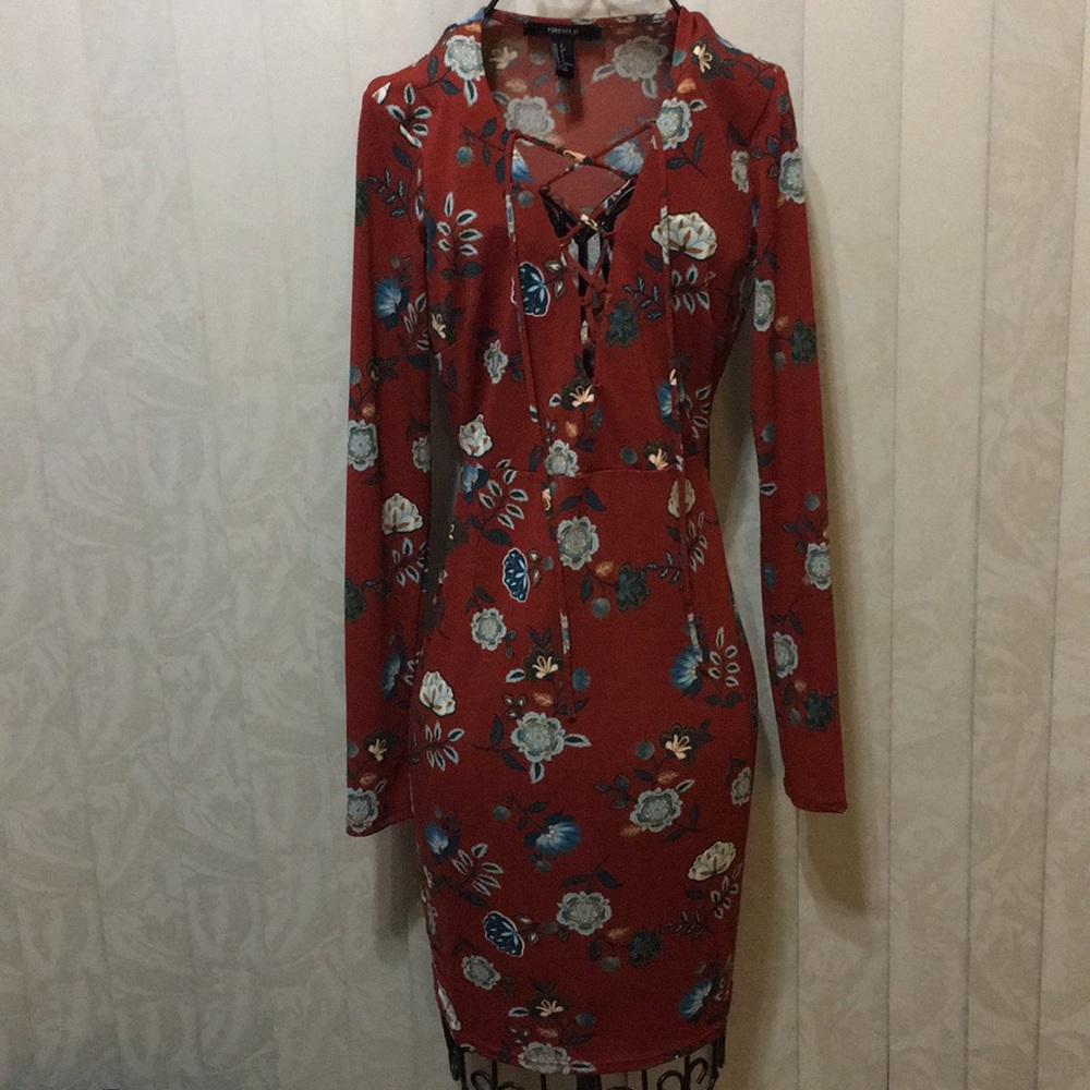 Red floral bodycon